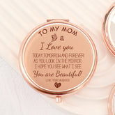 Limited Edition: 65mm Round Dual-Sided Button Mirror in Romantic Rose Gold. Mom's Blessings engraved, 2x Magnification, HD Glass, In-stock for quick delivery. Perfect for any festive occasion, a thoughtful gift choice! ๐น๐โจ